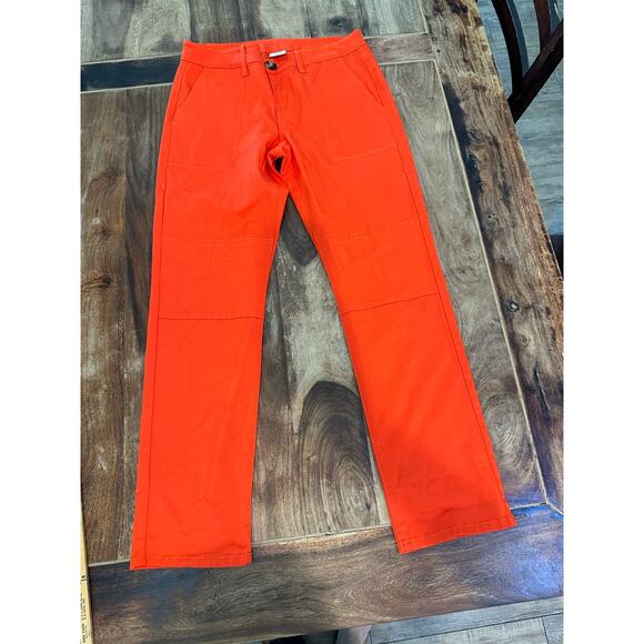 CAbi #6046 Women's Coral Orange Utility Trouser Straight Leg Pants Size 4 - Picture 3 of 11